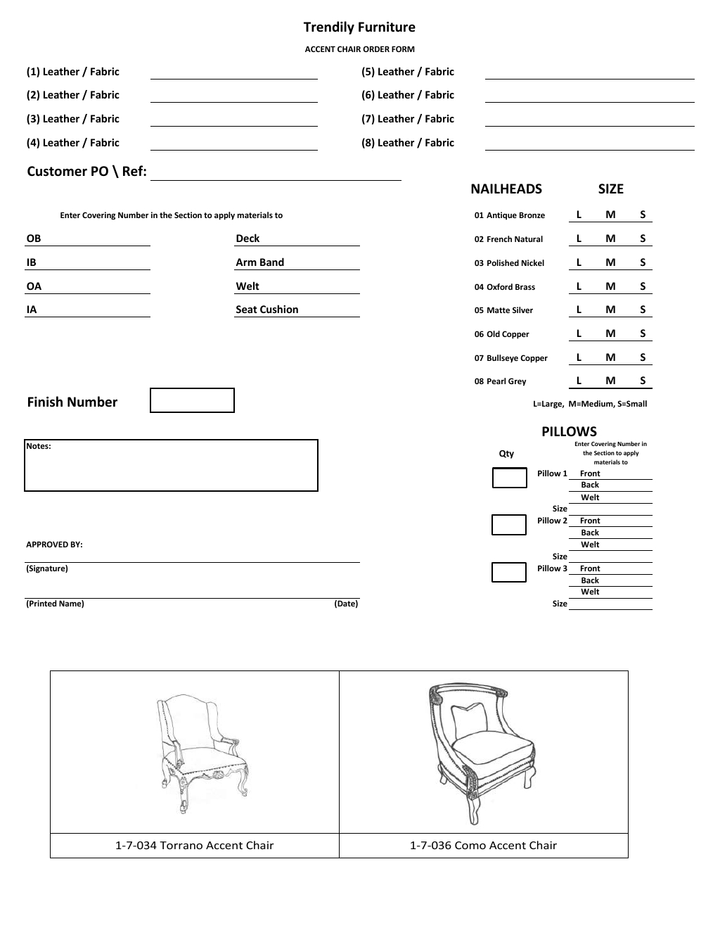 Order Forms Trendily Home Collection
